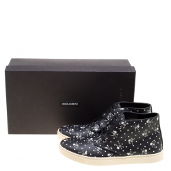 مملوكة مسبقًا Dolce and Gabbana Black Skull and Cross Bone Print Canvas High Top Sneakers Size 42.5