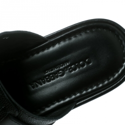 Dolce and Gabbana Black Leather Buckle Platform Slide Sandals Size 40.5
