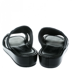 Dolce and Gabbana Black Leather Buckle Platform Slide Sandals Size 40.5