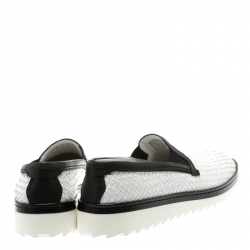 مملوكة مسبقًا Dolce and Gabbana Monochrome Woven Leather Slip On Sneakers Size 44