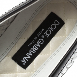 مملوكة مسبقًا Dolce and Gabbana Monochrome Woven Leather Slip On Sneakers Size 44