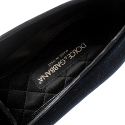 Pre Owned حذاء سليبرز دولتشي اند غابانا سموكنغ قطيفة زرقاء مقاس 42.5