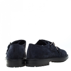 Dolce and Gabbana Oxford Blue Suede Marsala Monk Strap Oxfords Size 42