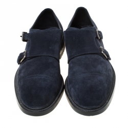Dolce and Gabbana Oxford Blue Suede Marsala Monk Strap Oxfords Size 42