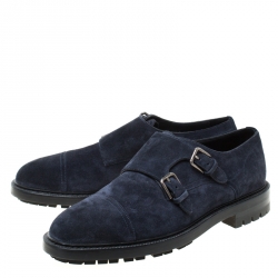 Dolce and Gabbana Oxford Blue Suede Marsala Monk Strap Oxfords Size 42