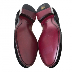 مملوكة مسبقًا Dolce and Gabbana Black Brocade Fabric Lukas Smoking Slippers Size 44