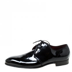 Pre Owned Dolce and Gabbana Black Patent Leather Derby Size 43