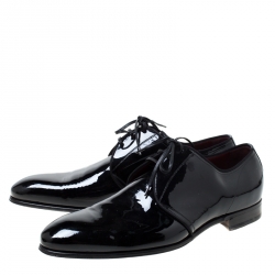 Pre Owned Dolce and Gabbana Black Patent Leather Derby Size 43