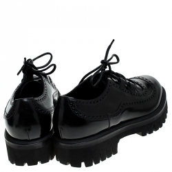 Pre Owned Dolce and Gabbana Black Leather Cortina Corregio Derby Size 42