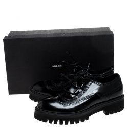 Pre Owned Dolce and Gabbana Black Leather Cortina Corregio Derby Size 42