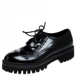 Pre Owned Dolce and Gabbana Black Leather Cortina Corregio Derby Size 42