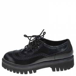 Pre Owned Dolce and Gabbana Black Leather Cortina Corregio Derby Size 42