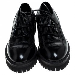 Pre Owned Dolce and Gabbana Black Leather Cortina Corregio Derby Size 42
