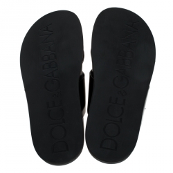 Pre Owned صندل دولتشي أند غابانا سيور متعاكسة جلد أسود مقاس 44