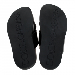 Dolce and Gabbana Black Leather Cross Strap Sandals Size 42