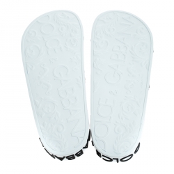 Pre Owned حذاء سلايدز دولتشي أند غابانا سليب أون شعار تاج جلد أبيض مقاس 40