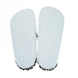 Dolce and Gabbana White Leather Crown Logo Slip On Slides Size 41
