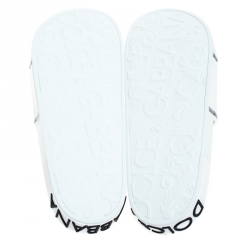 Pre Owned حذاء سلايدز دولتشي أند غابانا سليب أون شعار تاج جلد أبيض مقاس 43