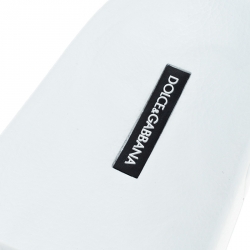 Dolce and Gabbana White Leather Crown Logo Slip On Slides Size 45