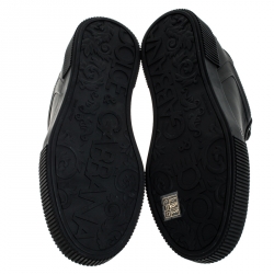 Pre Owned Dolce and Gabbana Black Leather Miami Logo Trainer Sneakers Size 42.5
