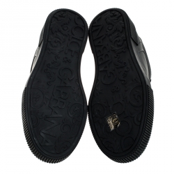 Pre Owned Dolce & Gabbana Black Leather Miami Logo Low Top Sneakers Size 43
