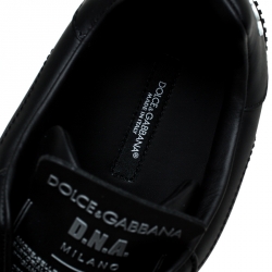 مملوكة مسبقًا Dolce & Gabbana Black Leather Miami Logo Low Top Sneakers Size 42
