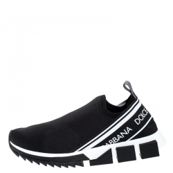 Pre Owned Dolce & Gabbana Black Stretch Fabric Sorrento Slip On Sneakers Size 43