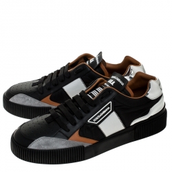 Pre Owned Dolce and Gabbana Multicolor Leather And Fabric New Miami Low Top Sneakers Size 41