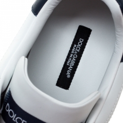 Dolce and Gabbana White/Blue Leather Portofino Royal 10 Sneakers Size 42