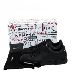 Pre Owned Dolce and Gabbana Black Leather Low Top Sneakers Size 46