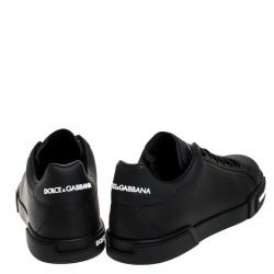Dolce and Gabbana Black Leather Low Top Sneakers Size 42