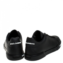 Pre Owned Dolce and Gabbana Black Leather Low Top Sneakers Size 40
