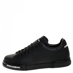 Dolce & Gabbana Black Leather Low Top Sneakers Size 43