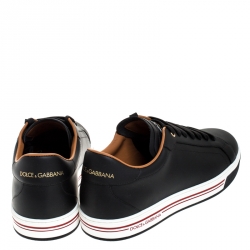 مملوكة مسبقًا Dolce and Gabbana Black Leather Low Top Sneakers Size 41