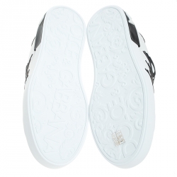 Pre Owned Dolce and Gabbana Black/White Leather Logo Detail Low Top Sneakers Size 42.5