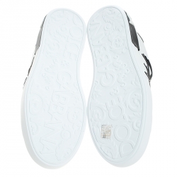 Pre Owned Dolce and Gabbana Black/White Leather Logo Portofino Sneakers Size 43