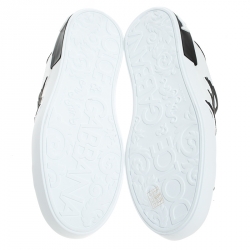 Pre Owned  Dolce and Gabbana Black/White Leather Logo Detail Low Top Sneakers Size 45