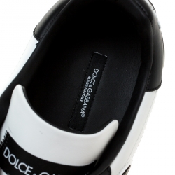 Dolce and Gabbana Black/White Leather Logo Detail Low Top Sneakers Size 44