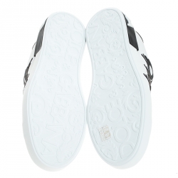 Pre Owned  Dolce and Gabbana Black/White Leather Logo Detail Low Top Sneakers Size 41