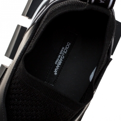 Pre Owned Dolce and Gabbana Black Leather and Mesh Sorrento Trekking Sneakers Size 45