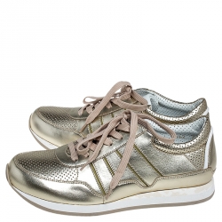 Pre Owned  حذاء رياضي دولتشي أند غابانا رباط جلد ميتاليك ذهبي مقاس 41