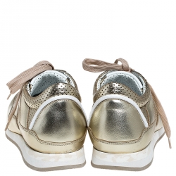 Pre Owned  حذاء رياضي دولتشي أند غابانا رباط جلد ميتاليك ذهبي مقاس 41