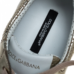 Pre Owned  حذاء رياضي دولتشي أند غابانا رباط جلد ميتاليك ذهبي مقاس 41