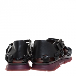 Dolce & Gabbana Black Leather Gladiator Flat Sandals Size 42