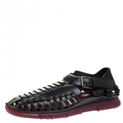 Dolce & Gabbana Black Leather Gladiator Flat Sandals Size 42