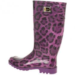 Pre Owned Dolce and Gabbana Purple Leopard Print Wellington Rubber Boots Size 41