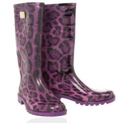 Pre Owned Dolce and Gabbana Purple Leopard Print Wellington Rubber Boots Size 41