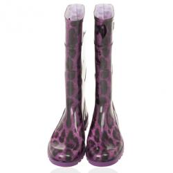 Pre Owned Dolce and Gabbana Purple Leopard Print Wellington Rubber Boots Size 41