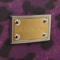 Pre Owned Dolce and Gabbana Purple Leopard Print Wellington Rubber Boots Size 41