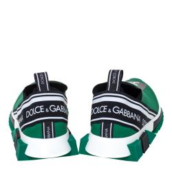 Pre Owned Dolce & Gabbana Green Stretch Jersey Logo Print Slip On Sneakers Size 42